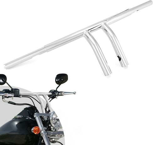 Wsays 8" Rise T-Bar Handlebars Drag Bar 1 1/4 inch Diameter Compatible with Harley Sportster 883 1200 XL Dyna Softail Touring Road King 1996-2024, Chrome in Saudi Arabia