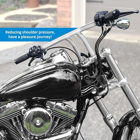 Wsays 8" Rise T-Bar Handlebars Drag Bar 1 1/4 inch Diameter Compatible with Harley Sportster 883 1200 XL Dyna Softail Touring Road King 1996-2024, Chrome in Saudi Arabia