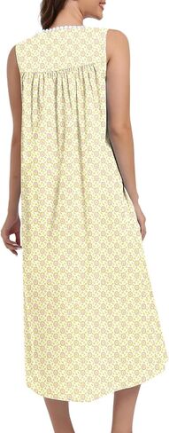 Fmirreo Cotton Lightgowns للنساء بلا أكمام ثوب ليلة ثوب ناعم لباس Long Nightdress in Kuwait