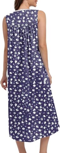 Fmirreo Cotton Lightgowns للنساء بلا أكمام ثوب ليلة ثوب ناعم لباس Long Nightdress in Kuwait