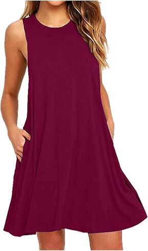 تغطية ملابس السباحة UPS Women 2025 Sundress بلا أكمام مع جيوب فستان شاطئ متدفق in Saudi Arabia