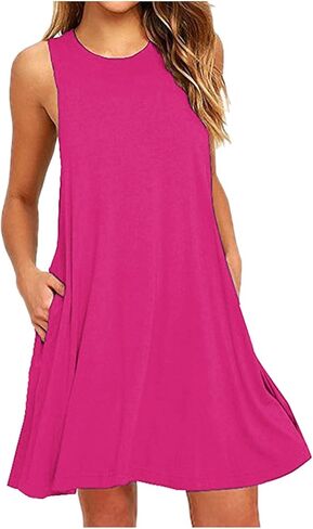 تغطية ملابس السباحة UPS Women 2025 Sundress بلا أكمام مع جيوب فستان شاطئ متدفق in Kuwait