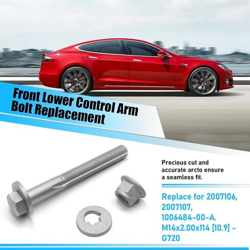 jaronx متوافق مع Tesla Model S/x استبدال الترباس ذراع التحكم السفلي الأمامي ، M14x2.00x114 [10.9]-G720 2007106 Cam Suspension Bolt for Tesla Model S 2012-2021 ، x 2016-2020 in Kuwait