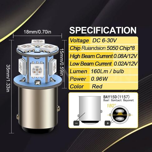 Ruiandsion 1157 2357 2057 7528 1034 BAY15D LED LED LED LID LIDER LIGH in Saudi Arabia