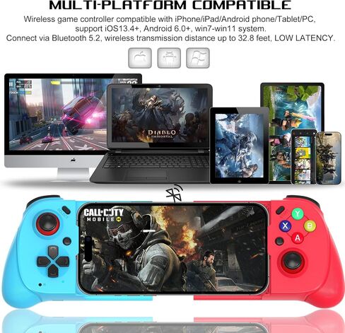 وحدة تحكم في الألعاب المحمولة من arVin لأجهزة iPhone Android مع دعم CASE، ومشغل Hall، وTurbo، ووحدة تحكم الألعاب اللاسلكية عصا التحكم السحابية لأجهزة Xbox Game Pass/Call of Duty Mobile/Genshin/Roblox/Diablo in Kuwait