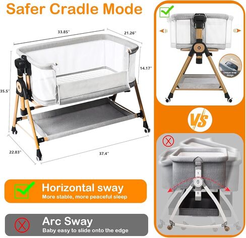 bassinet Baby ، Basside Bassinet for Baby ، bassinet charocking مع سلة التخزين والعجلات ، 6 ارتفاعات قابلة للتعديل وجميع جوانب الشبكات ، سرير الأطفال المحمولة للطفل الجديد للطفل الجديد in Kuwait