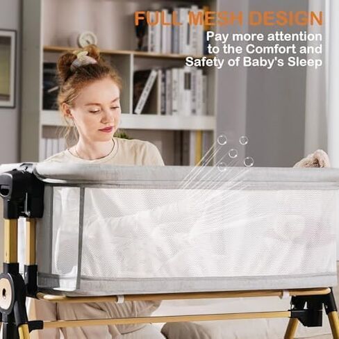 bassinet Baby ، Basside Bassinet for Baby ، bassinet charocking مع سلة التخزين والعجلات ، 6 ارتفاعات قابلة للتعديل وجميع جوانب الشبكات ، سرير الأطفال المحمولة للطفل الجديد للطفل الجديد in Kuwait