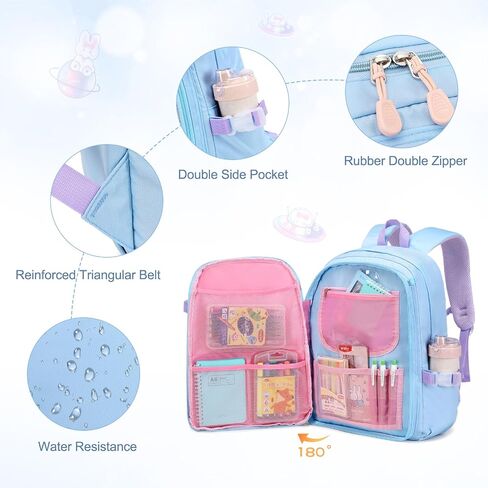 حقيبة الظهر الفتيات مع مجموعة Bento Lunch Box ، حقيبة الظهر Kawaii Bunny School للفتيات مع حاويات الغداء المقاومة لتسرب حقيبة قلم رصاص حقيبة الغداء لمدرسة مرحلة ما قبل المدرسة الابتدائية. in Kuwait