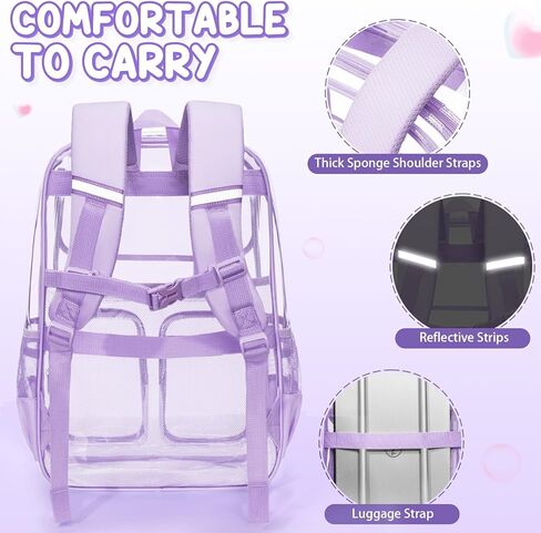 Fimibuke Clear Backpack for Girls - 3 PCS Heavy Duty Kids Clear Bags Schoolbag Large Transparent PVC Bookbag with Lunch Box Pencil Case Set for Travel School Concert Stadium Events Backpacks in Kuwait