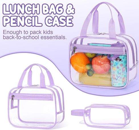 Fimibuke Clear Backpack for Girls - 3 PCS Heavy Duty Kids Clear Bags Schoolbag Large Transparent PVC Bookbag with Lunch Box Pencil Case Set for Travel School Concert Stadium Events Backpacks in Kuwait