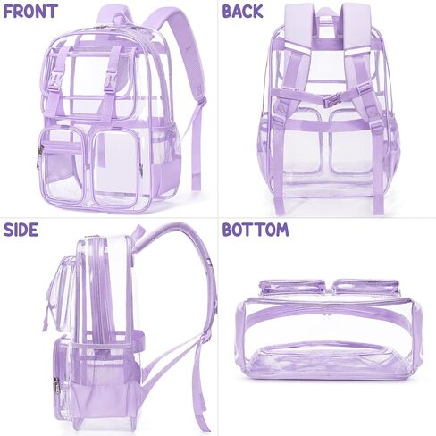 Fimibuke Clear Backpack for Girls - 3 PCS Heavy Duty Kids Clear Bags Schoolbag Large Transparent PVC Bookbag with Lunch Box Pencil Case Set for Travel School Concert Stadium Events Backpacks in Kuwait