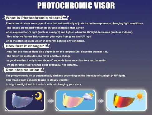 درع خوذة خوذة ضوئي لـ HJ26 ، UV Protection Helment Visor متوافق مع HJC RPHA 70 ، RPHA 70 ST ، RPHA 11 ، RPHA 11 PRO ، HJ-26 ST (Photochromic Clear) in Kuwait