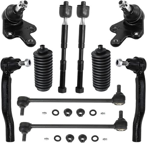 Detroit Axle - 10pc مجموعة التعليق الأمامي لـ Toyota 2011-2020 Sienna 4 INNER OUTER TIE ROD ينتهي 2 روابط بار 2 مفاصل الكرة السفلية 2 BOOTS 2012 2013 2015 2015 2017 2018 2018 Replace in Saudi Arabia