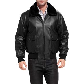 Leathers Leathers Men Navy G-1 Goatskin Leather Flight Jacket (متوفر أيضًا في Big & Tall) in Kuwait