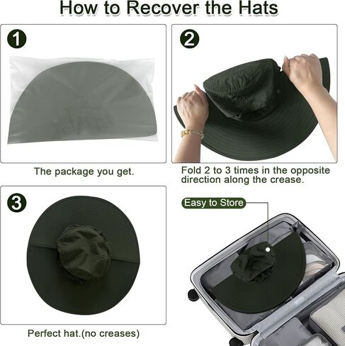 Cooltto L/XL/XXL Wide Brim Sun Hat UPF 50+ UV Protection Boonie Hat in Kuwait