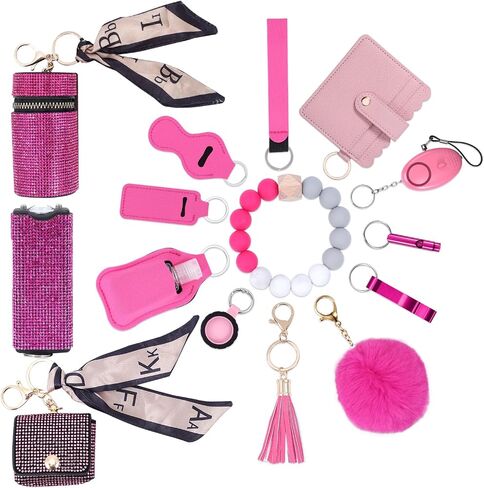 AMIR Safety Keychain Set for Women, Wristlet Keychain with Personal Alarm, Earphone Case, Cute Keychains for Women Girls in Saudi Arabia