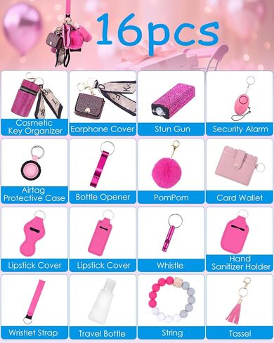 AMIR Safety Keychain Set for Women, Wristlet Keychain with Personal Alarm, Earphone Case, Cute Keychains for Women Girls in Saudi Arabia