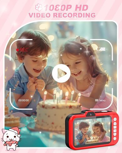 كاميرا الأطفال ، 1080 بكسل 48 ميجابكسل ، كاميرا طفل سيلفي ، سعة 3.5 بوصة ، كاميرا شاشة كبيرة ، تكبير 10x في كاميرات هدايا عيد ميلاد Chritmas للأطفال الفتاة الفتاة 2 3 4 5 6 7 8 9 10 11 12 ، أحمر ، in Saudi Arabia