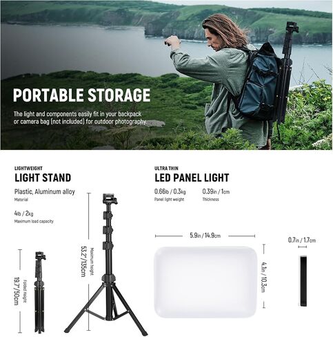 NEEWER Basic LED Video Light Panel Lighting Kit, 2 Pack Bi Color Dimmable Portable Studio Lights with Stands & Filters, 3200K~5600K CRI 95 750lux for Photography Video Recording Live Streaming, BP66 in Saudi Arabia