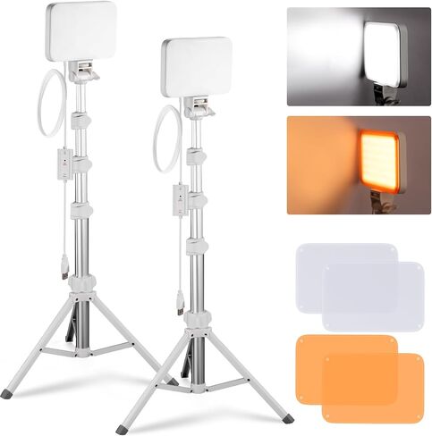 NEEWER Basic LED Video Light Panel Lighting Kit, 2 Pack Bi Color Dimmable Portable Studio Lights with Stands & Filters, 3200K~5600K CRI 95 750lux for Photography Video Recording Live Streaming, BP66 in Kuwait