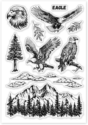 GLOBLELAND Mountains Borders Clear Stamps Rivers Clear Stamps Forest Woods Silicone Stamps for DIY Scrapbooking Photo Album Decorative Cards Making Home Decoration 6.3x4.33inch in Saudi Arabia