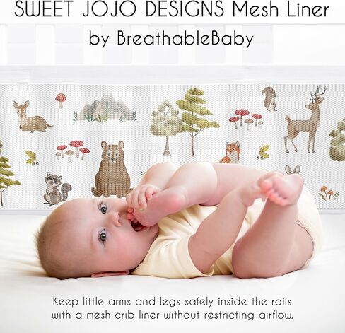 Sweet Jojo Designs + BreathableBaby Bear Mountain Boy Breathable Mesh Crib Liner Baby and Infant - Slate Blue Black and White Woodland Forest Mountains Arrows in Saudi Arabia