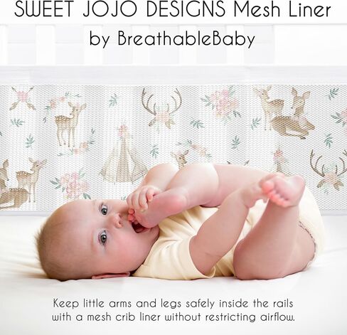Sweet Jojo Designs + BreathableBaby Bear Mountain Boy Breathable Mesh Crib Liner Baby and Infant - Slate Blue Black and White Woodland Forest Mountains Arrows in Saudi Arabia