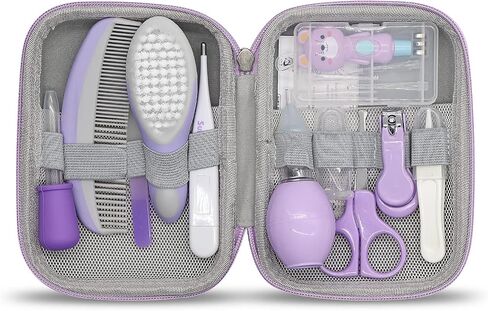 Baby Grooming Kit, 15 in 1 Portable Baby Safety Care Kit with Baby Brush and Comb Set Nail Clippers Nasal Aspirator etc for Nursery Newborn Infant Girl Boys Keep Clean Baby Essentials(Pink) in Saudi Arabia