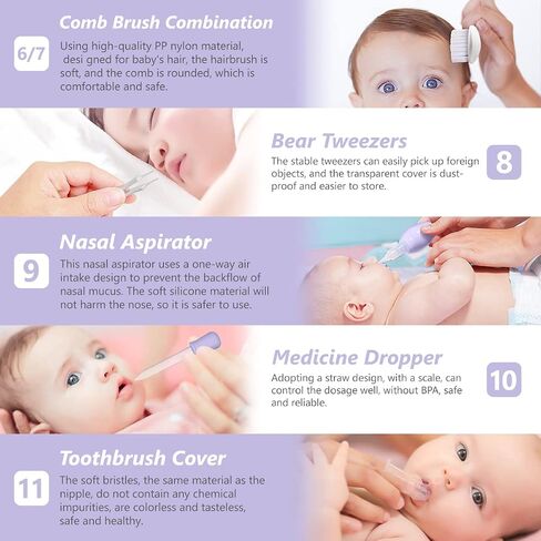 Baby Grooming Kit, 15 in 1 Portable Baby Safety Care Kit with Baby Brush and Comb Set Nail Clippers Nasal Aspirator etc for Nursery Newborn Infant Girl Boys Keep Clean Baby Essentials(Pink) in Saudi Arabia