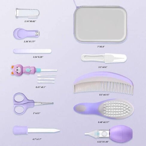 Baby Grooming Kit, 15 in 1 Portable Baby Safety Care Kit with Baby Brush and Comb Set Nail Clippers Nasal Aspirator etc for Nursery Newborn Infant Girl Boys Keep Clean Baby Essentials(Pink) in Saudi Arabia