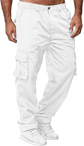 HUNGSON Mens Casual Cargo Pants - Sweatpants Joggers Athletic Trouser Cotton Loose Straight Hiking Pants for Men in Saudi Arabia