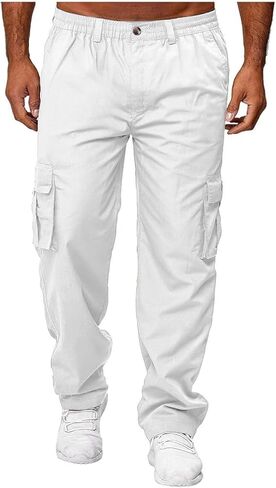 HUNGSON Mens Casual Cargo Pants - Sweatpants Joggers Athletic Trouser Cotton Loose Straight Hiking Pants for Men in Saudi Arabia