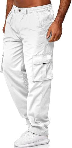 HUNGSON Mens Casual Cargo Pants - Sweatpants Joggers Athletic Trouser Cotton Loose Straight Hiking Pants for Men in Saudi Arabia