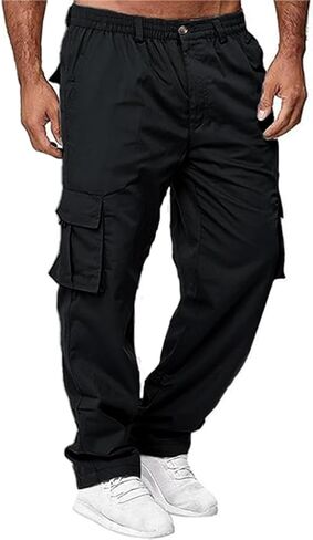 HUNGSON Mens Casual Cargo Pants - Sweatpants Joggers Athletic Trouser Cotton Loose Straight Hiking Pants for Men in Saudi Arabia