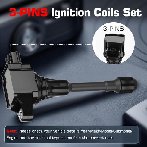 Ignition Coil Pack and Iridium Spark Plug Compatible with Nissan Altima Rogue Sentra Cube Versa NV200 1.6L 1.8L 2.0L 2.5L 2007-2019 Replaces UF549 C1696 5C1753 E1049 Set Of 4 in Saudi Arabia