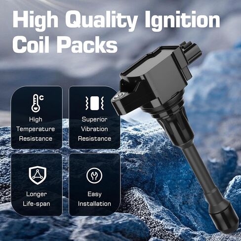 Ignition Coil Pack and Iridium Spark Plug Compatible with Nissan Altima Rogue Sentra Cube Versa NV200 1.6L 1.8L 2.0L 2.5L 2007-2019 Replaces UF549 C1696 5C1753 E1049 Set Of 4 in Saudi Arabia