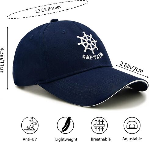 Captain and First Mate Hat Set, Adjustable Matching Cotton Nautical Marine Sailor Baseball Caps, Boat Owner Gift in Saudi Arabia
