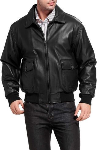 Landing Leathers Men Navy G-1 Goatskin Leather Flight Bomber Jacket (Also available in Big & Tall) in Saudi Arabia