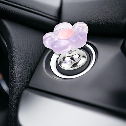 3pcs Car Push Start Button Cover, 3 Colors Flower Starter Covers Engine Starter Stop One-Touch Push Start Button Cover Car Interior Decoration Accessories for Women in Saudi Arabia