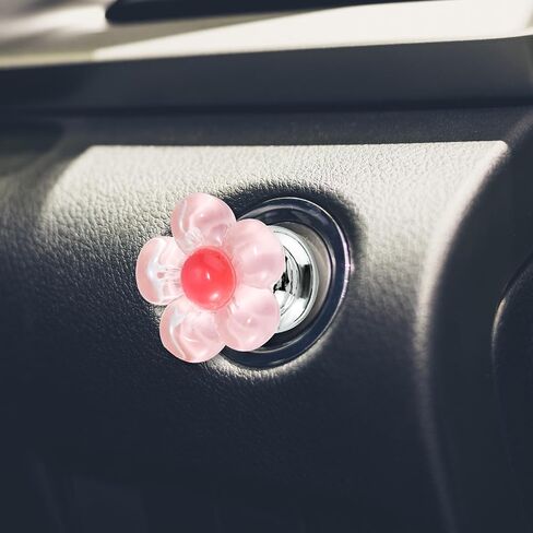 3pcs Car Push Start Button Cover, 3 Colors Flower Starter Covers Engine Starter Stop One-Touch Push Start Button Cover Car Interior Decoration Accessories for Women in Saudi Arabia
