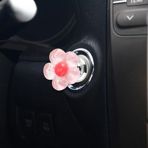 3pcs Car Push Start Button Cover, 3 Colors Flower Starter Covers Engine Starter Stop One-Touch Push Start Button Cover Car Interior Decoration Accessories for Women in Saudi Arabia