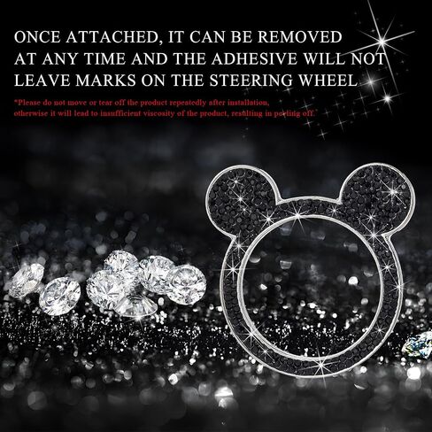 2 PCS Bling Car Engine Button Cover ، Rhinestone Ring Ring Button Cover Sticker ، Little Key Key Ignition and Knob Ring Decoration ، Exclsing Car Inflicling Care for Women (Black) in Kuwait