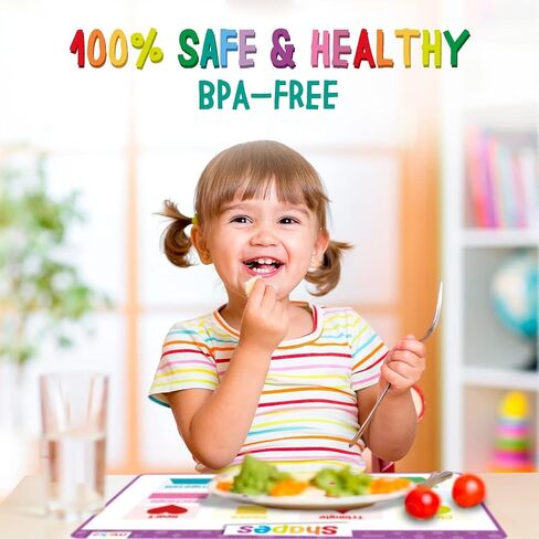 Merka 4 Pack Educational Placemat for Kids & Toddlers, Reusable, Washable Mat with Secure Grip Back for Dining Table, Learning Letters, Numbers, Shapes, Colors,17 x 11 inches in Saudi Arabia