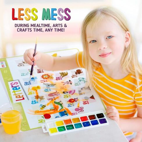 Merka 4 Pack Educational Placemat for Kids & Toddlers, Reusable, Washable Mat with Secure Grip Back for Dining Table, Learning Letters, Numbers, Shapes, Colors,17 x 11 inches in Saudi Arabia