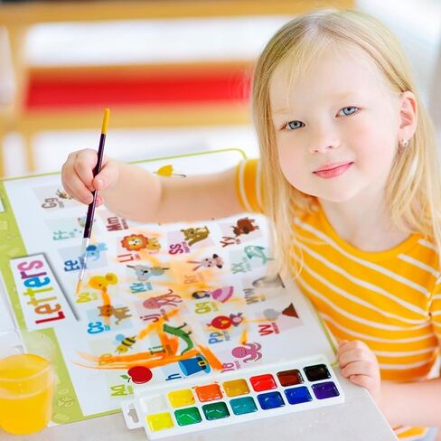 Merka 4 Pack Educational Placemat for Kids & Toddlers, Reusable, Washable Mat with Secure Grip Back for Dining Table, Learning Letters, Numbers, Shapes, Colors,17 x 11 inches in Saudi Arabia