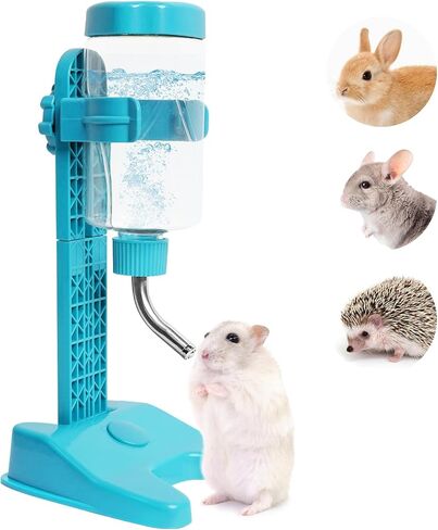 VANNON Pet Standing Water Dispenser Top Fill Dog Water Bottle Dispenser with Stand Leakproof Pet Slow Water Bottle for Small Animals, 13oz, BPA Free, Adjustable Height, Pink in Saudi Arabia