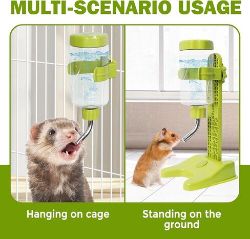 Pet Standing Water Dispenser Top Fill Dog Water Bottle Dispenser with Stand Leakproof Pet Slow Water Bottle for Small Animals, 13oz, BPA Free, Adjustable Height, Blue in Saudi Arabia