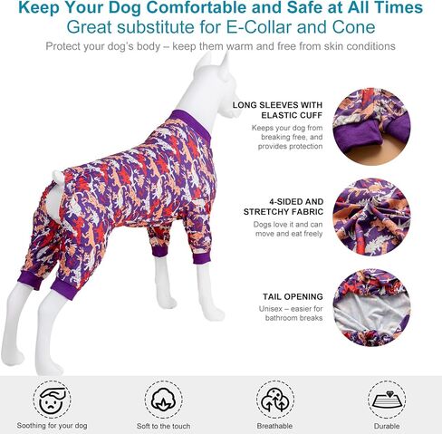 LovinPet Pitbull Pajamas for Dogs - Pet Anxiety Relief, Sun Protection Dog Pajamas, Comfy Stretchy Fabric, Dreamy Bear Print, Large Dog Pjs, Pet Jammies,Yellow XXL in Kuwait