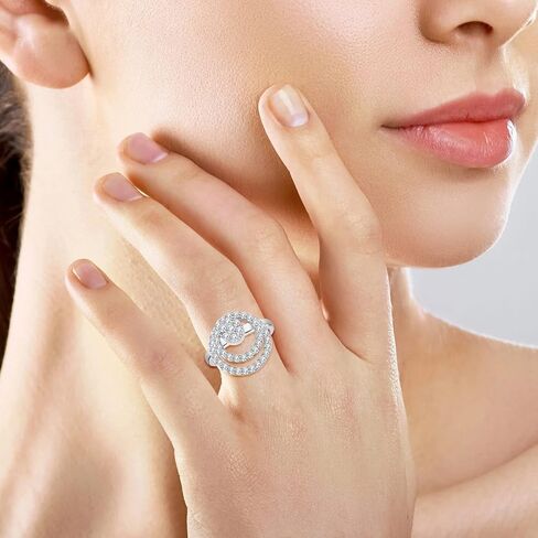 Shop LC Cubic Zirconia Spinner Anxiety Fidget Ring for Women Spinning Motion Promise Jewelry Stress Relief Mothers Day Gifts for Women for Her Birthday Mothers Day Gifts in Saudi Arabia