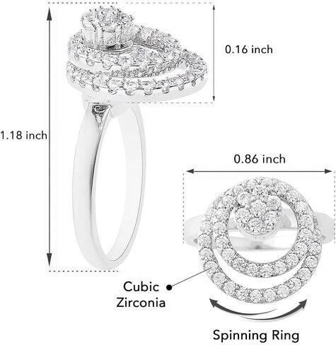 Shop LC Cubic Zirconia Spinner Anxiety Fidget Ring for Women Spinning Motion Promise Jewelry Stress Relief Mothers Day Gifts for Women for Her Birthday Mothers Day Gifts in Saudi Arabia